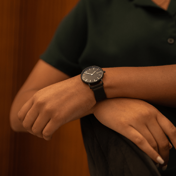 Black Solar Watch | Blue Vegan Leather from Solios Watches