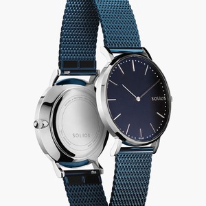 Black Solar Watch | Blue Mesh from Solios Watches