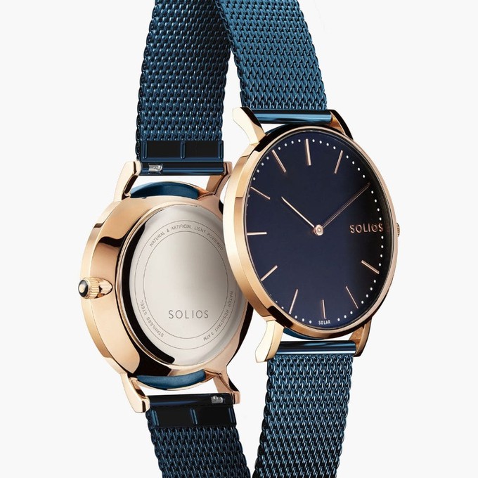 Black Solar Watch | Blue Mesh from Solios Watches