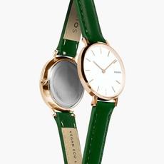 White Mini Solar Watch | Green Vegan Leather van Solios Watches