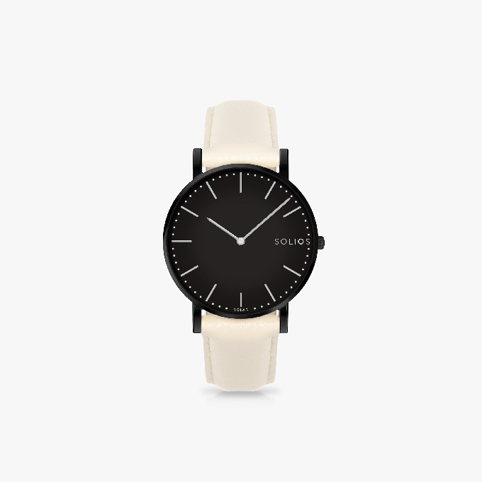 Black Solar Watch | Cream Vegan Leather from Solios Watches