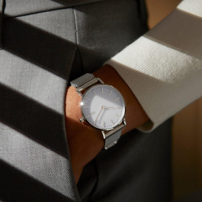 White Solar Watch | Blue Mesh from Solios Watches