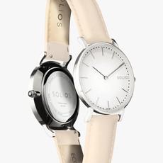 White Solar Watch | Cream Vegan Leather van Solios Watches