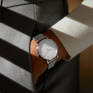 White Solar Watch | Silver Mesh from Solios Watches