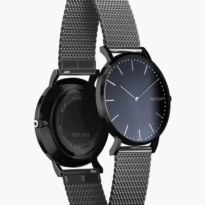 Black Solar Watch | Grey Mesh from Solios Watches