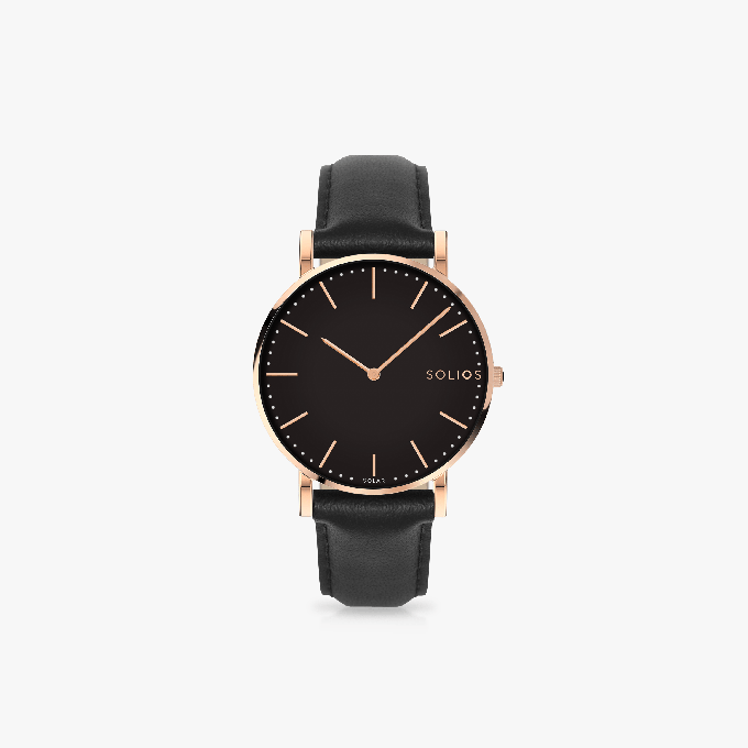 Black Solar Watch | Black Vegan Leather from Solios Watches