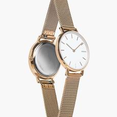 White Mini Solar Watch | Rose Gold Mesh van Solios Watches