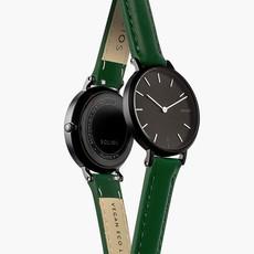Black Mini Solar Watch | Green Vegan Leather van Solios Watches