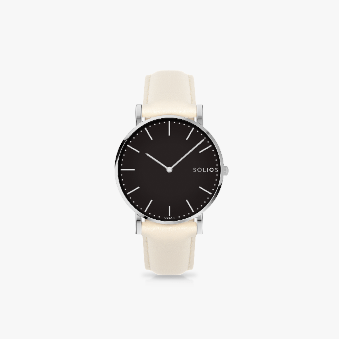 Black Solar Watch | Cream Vegan Leather from Solios Watches