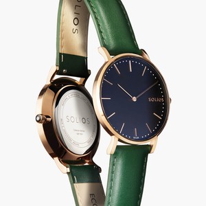 Black Solar Watch | Green Vegan Leather from Solios Watches