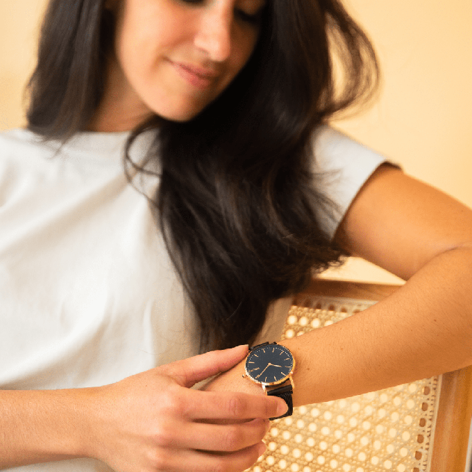 Black Solar Watch | Cream Vegan Leather from Solios Watches