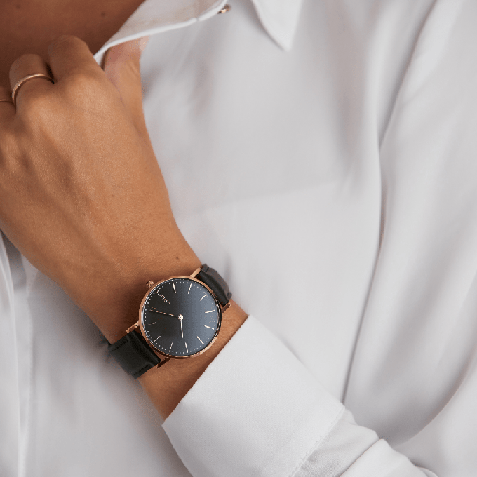 Black Solar Watch | Blue Vegan Leather from Solios Watches