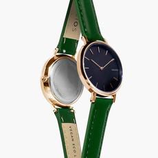Black Mini Solar Watch | Green Vegan Leather van Solios Watches