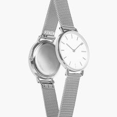 White Mini Solar Watch | Silver Mesh van Solios Watches