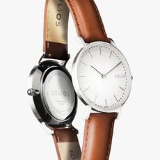 White Solar Watch | Brown Vegan Leather van Solios Watches