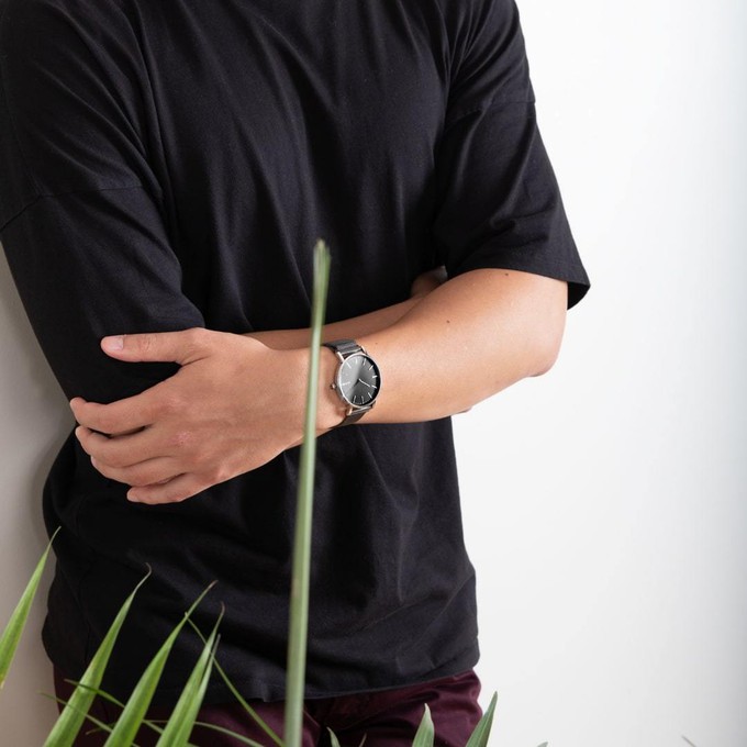 Black Solar Watch | Green Vegan Leather from Solios Watches