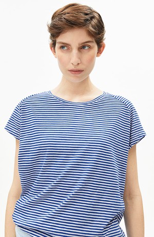 Slub stripe t-shirt blauw from Sophie Stone
