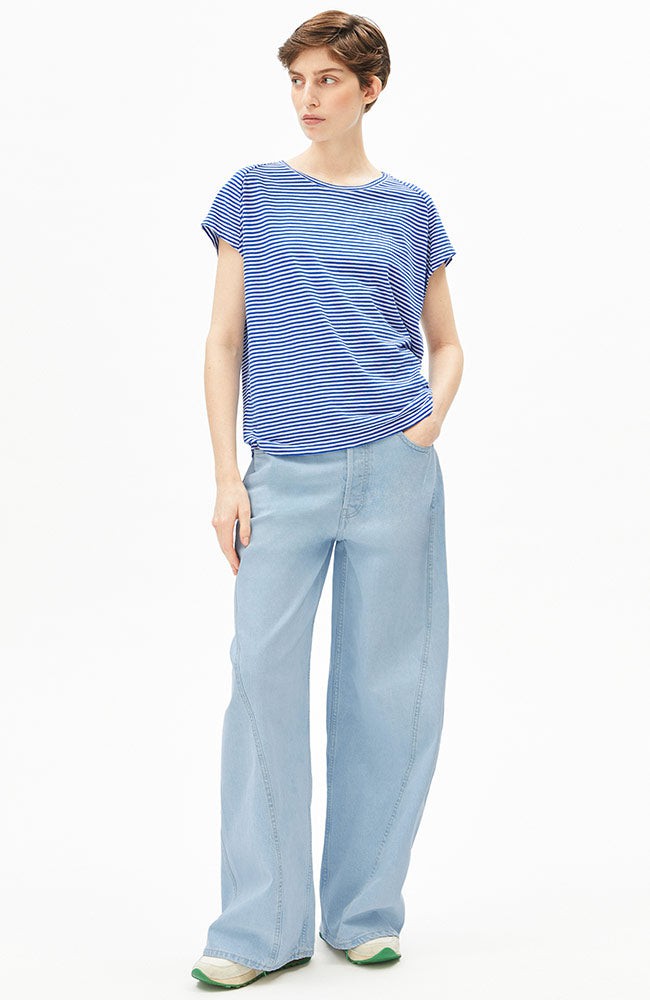 Slub stripe t-shirt blauw from Sophie Stone
