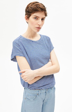 Slub stripe t-shirt blauw from Sophie Stone