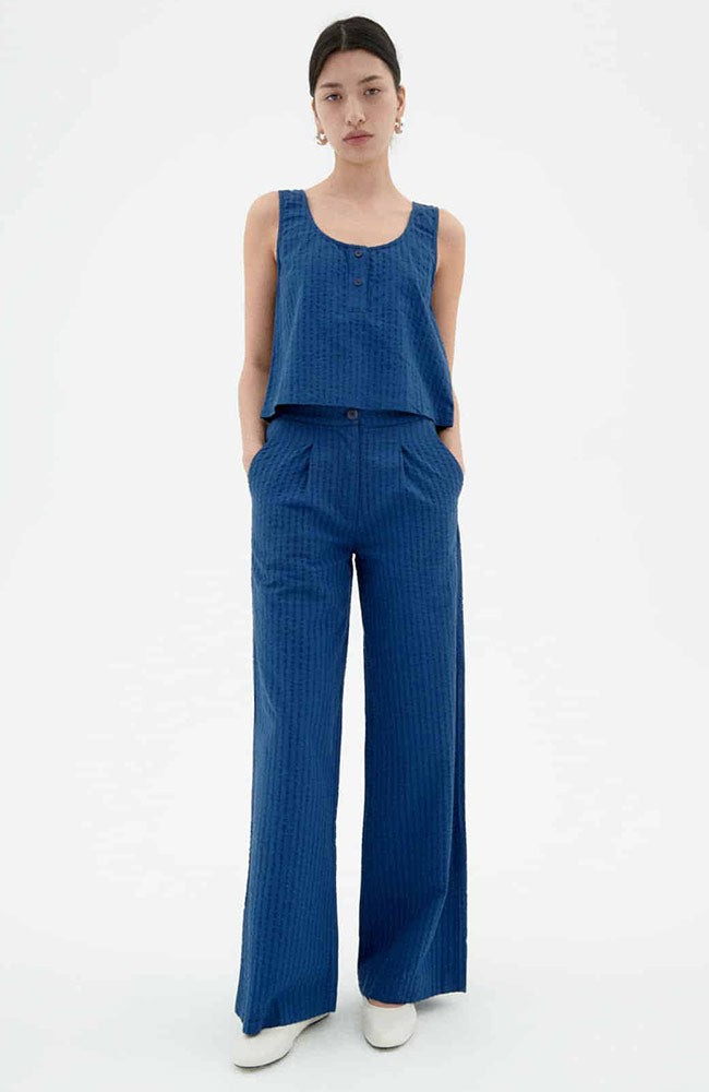 Manolita seersucker broek blauw from Sophie Stone
