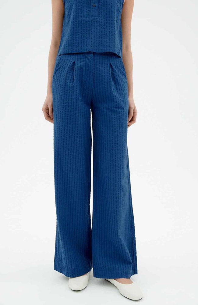 Manolita seersucker broek blauw from Sophie Stone