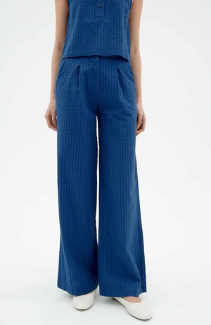 Manolita seersucker broek blauw from Sophie Stone