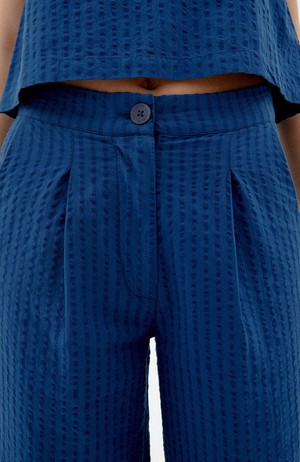 Manolita seersucker broek blauw from Sophie Stone