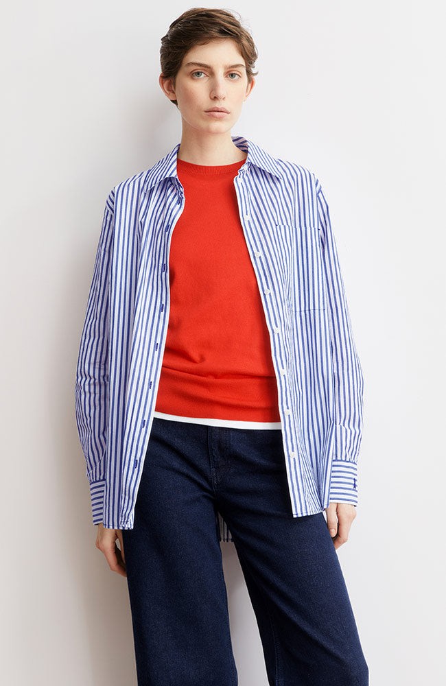 Stripe loose shirt blouse blauw from Sophie Stone