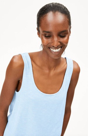 Minaami stripes top silky blue from Sophie Stone
