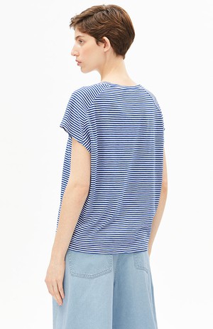 Slub stripe t-shirt blauw from Sophie Stone