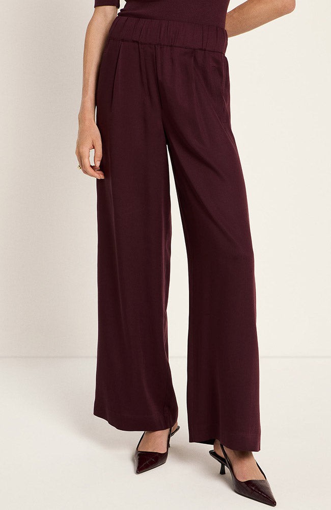 Tencel wide leg broek bordeaux from Sophie Stone