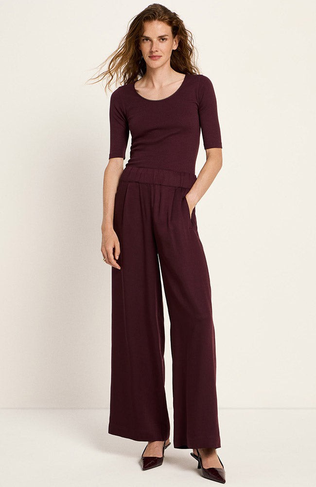Tencel wide leg broek bordeaux from Sophie Stone