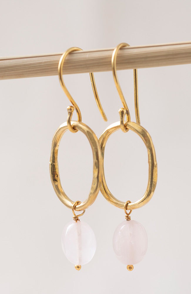 Graceful oorbellen Rose Quartz Gold from Sophie Stone