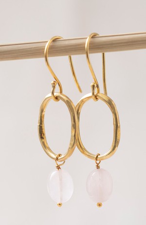 Graceful oorbellen Rose Quartz Gold from Sophie Stone