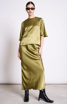 Silky Namora shirt woody olive via Sophie Stone