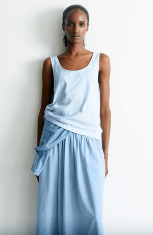 Minaami stripes top silky blue from Sophie Stone