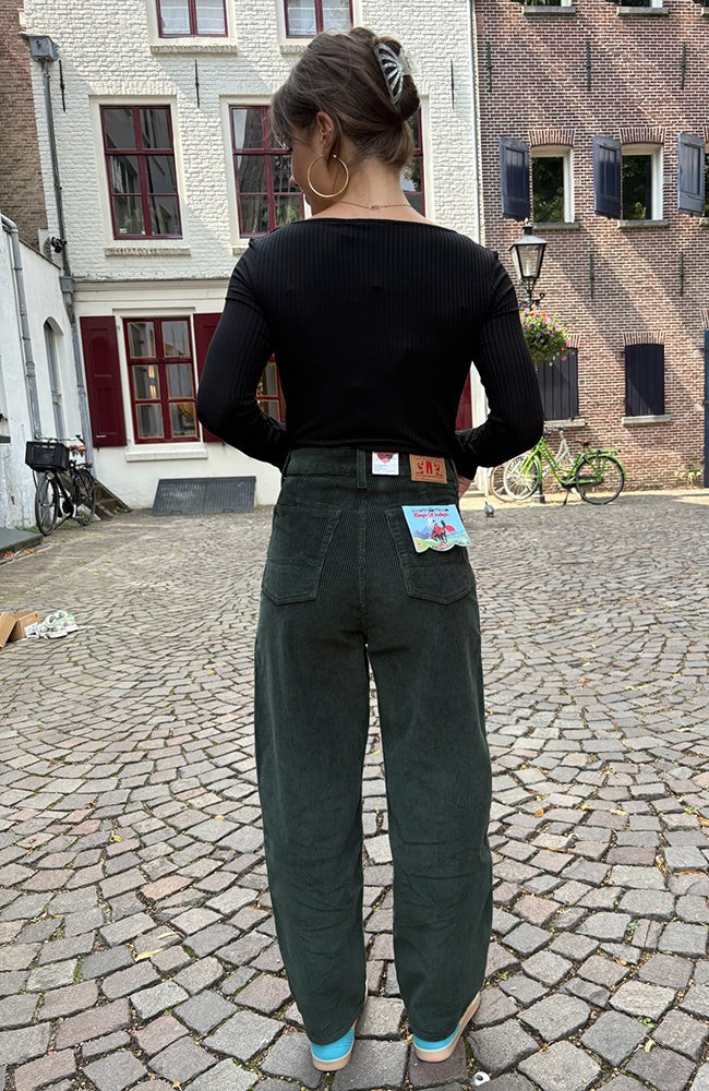 Leila cord broek dark green from Sophie Stone