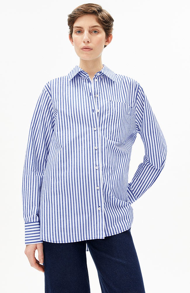 Stripe loose shirt blouse blauw from Sophie Stone