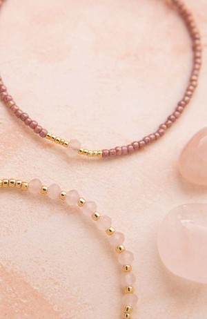 Knowing armband Rose Quartz Gold from Sophie Stone