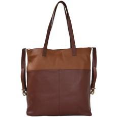 Chocolate & Tan Pebbled Leather Tote Bag - Large & Stylish via Sostter