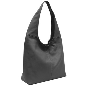 Slate Grey Italian Leather Hobo Bag - Zipper & Pocket from Sostter