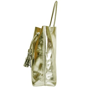 Gold Drawcord Metallic Leather Hobo Shoulder Bag from Sostter