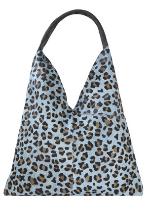Blue Animal Print Leather Boho Shoulder Bag from Sostter