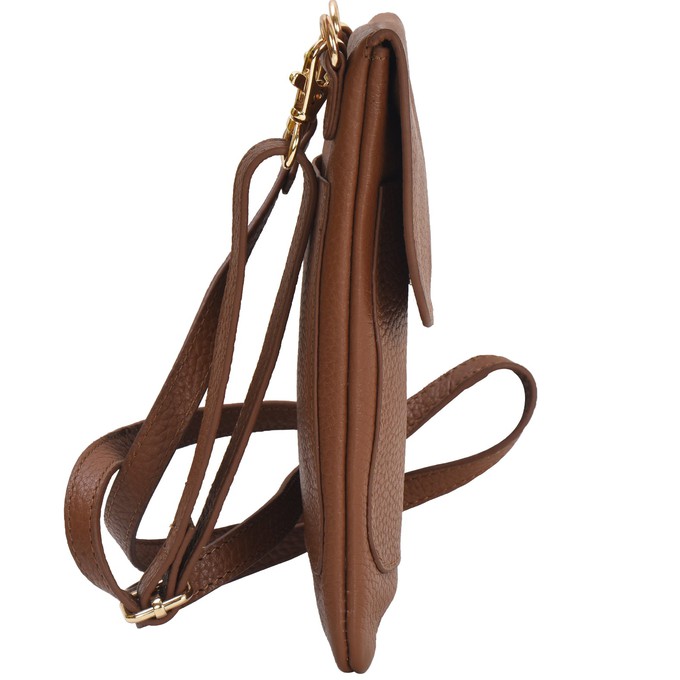 Ethical Tan Leather Crossbody Phone Bag, Adjustable Strap from Sostter