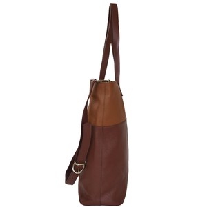 Chocolate & Tan Pebbled Leather Tote Bag - Large & Stylish from Sostter