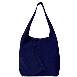 Navy Soft Suede Leather Hobo Shoulder Bag from Sostter