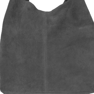 Silver Grey Italian Suede Hobo Shoulder Bag from Sostter
