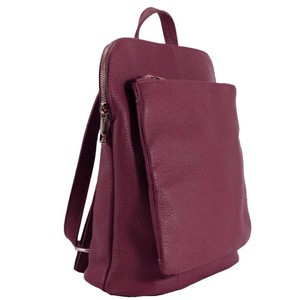 Maroon Soft Pebbled Leather Pocket Backpack from Sostter