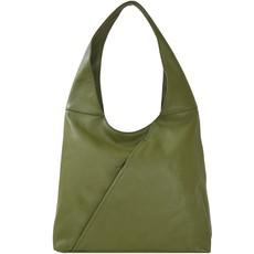 Olive Green Leather Hobo Bag with Hidden Pocket via Sostter