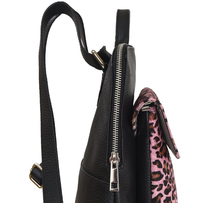 Pink Animal Print Leather Backpack, Ethical & Versatile from Sostter